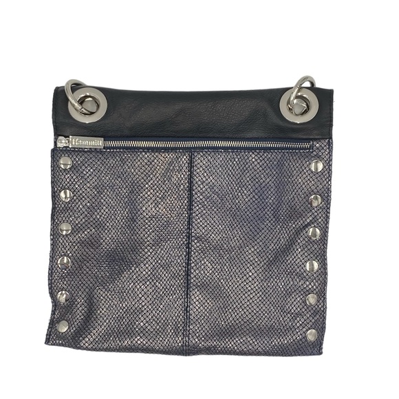Hammitt Montana Large Reversible Black and Gray/Blue Leather Crossbody Bag - Picture 4 of 10